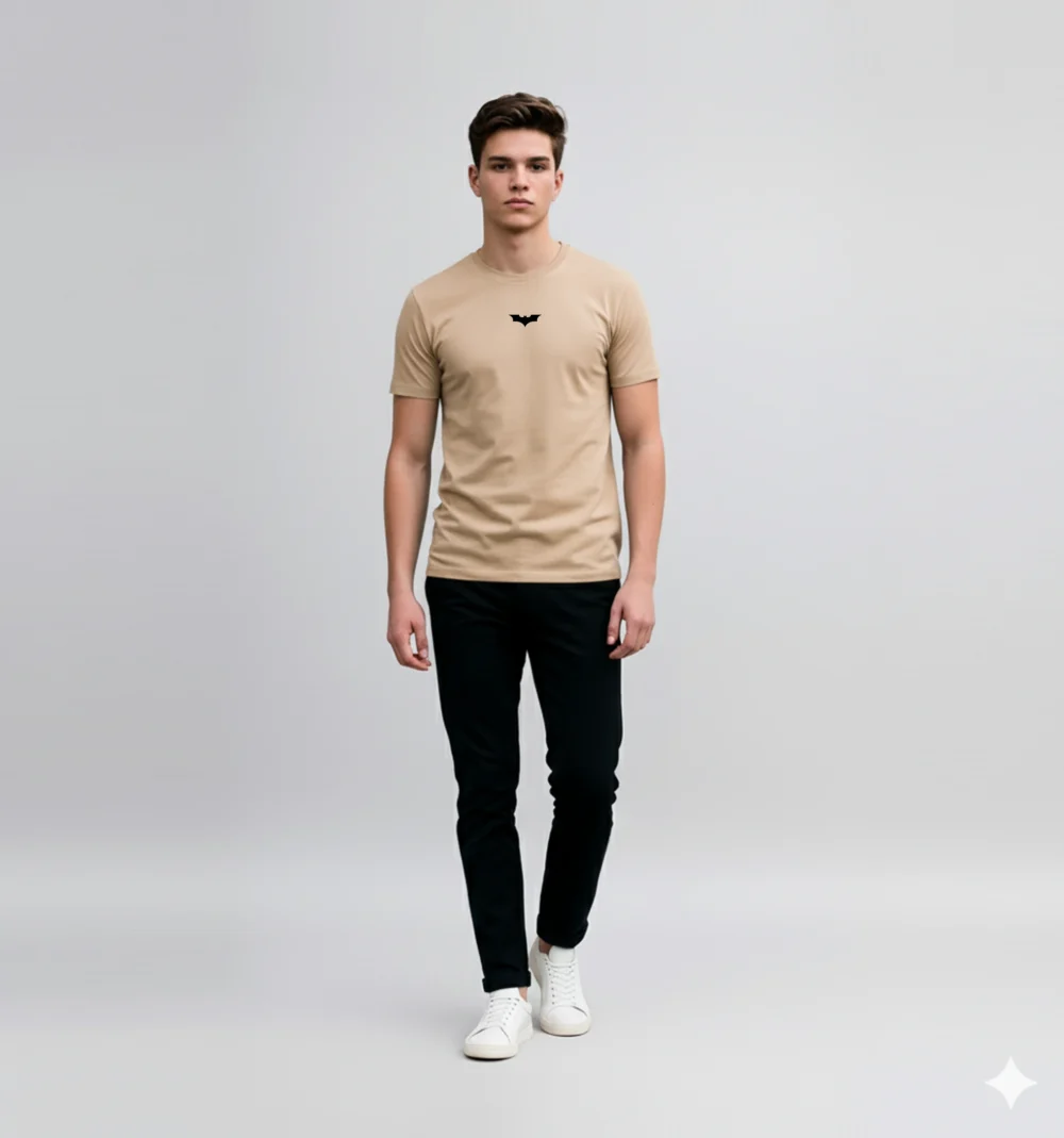 Round Neck Biege T Shirt