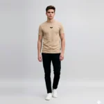 Round Neck Biege T Shirt